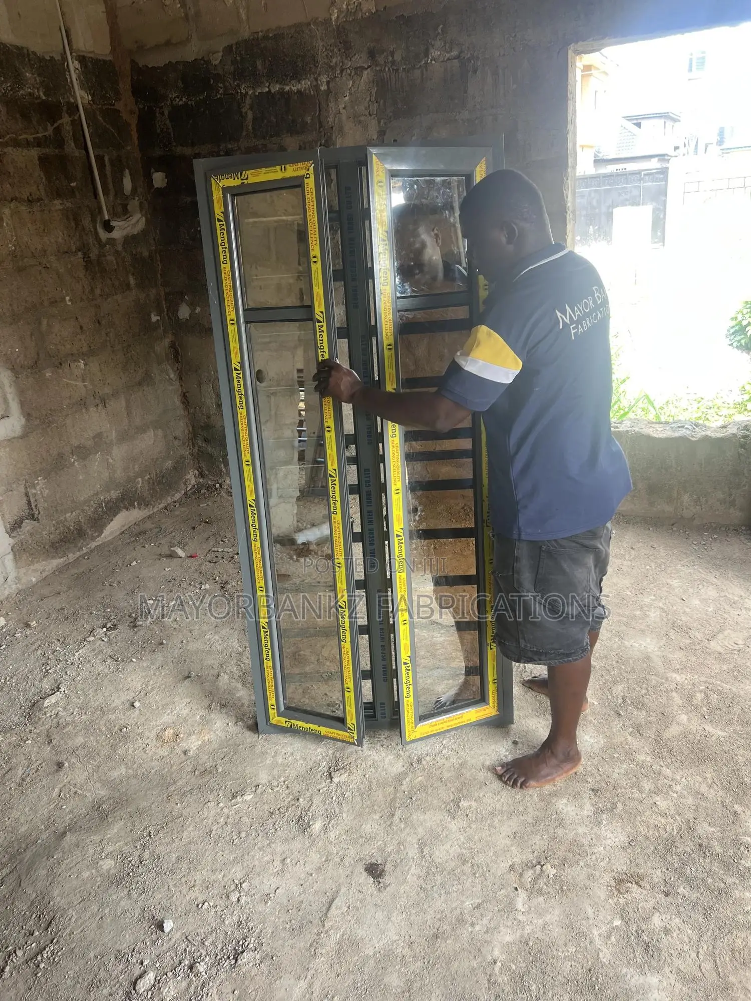 Gray Color 3in 1 Casement Window