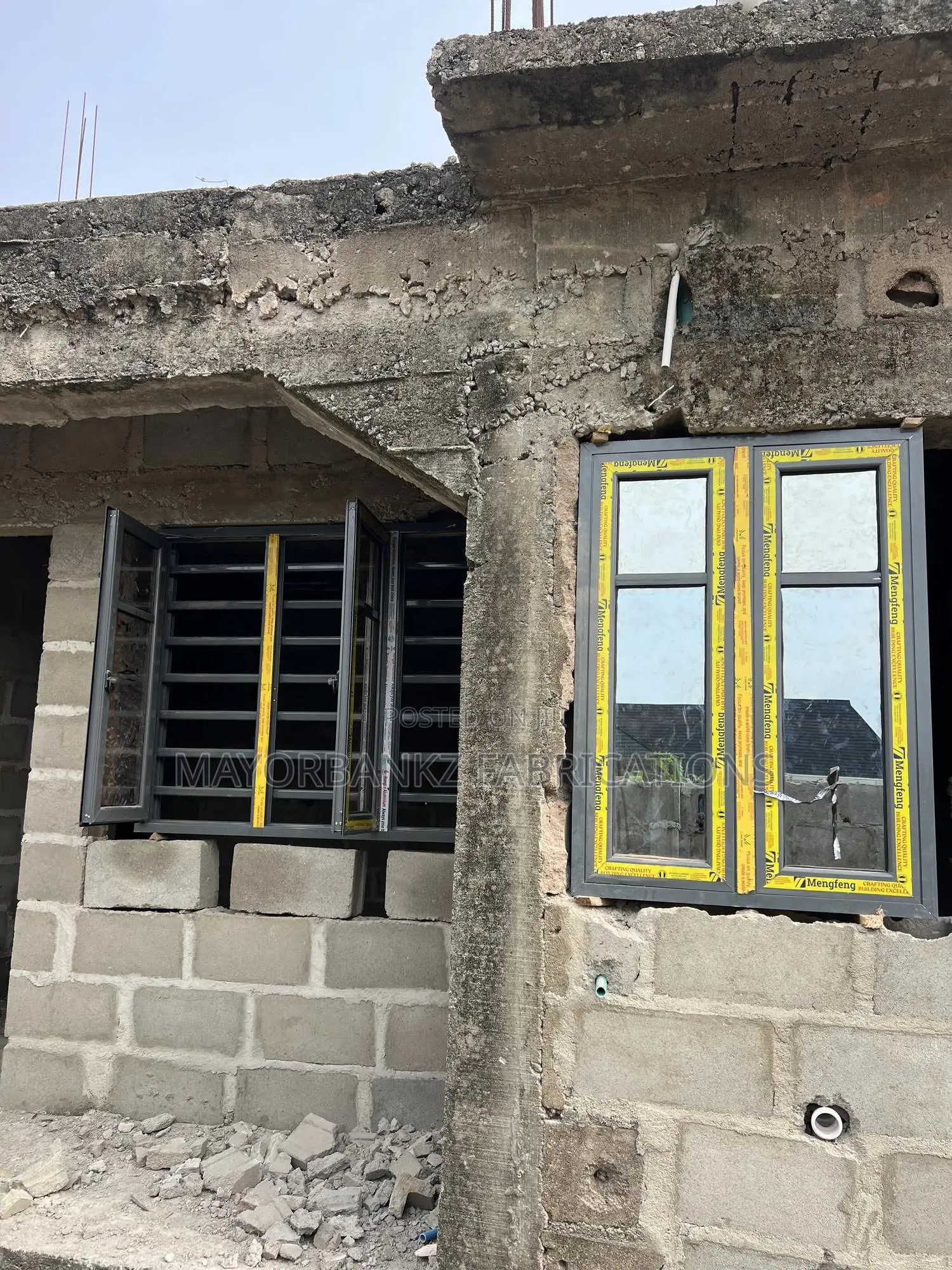 Gray Color 3in 1 Casement Window