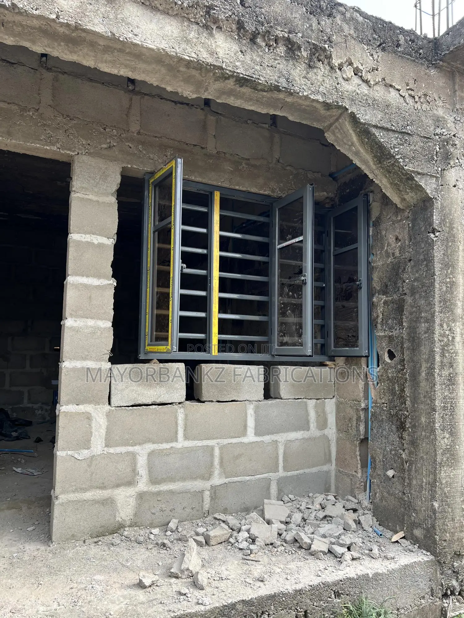 Gray Color 3in 1 Casement Window