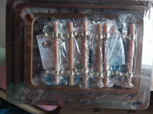 3 Set Wooden Tray With Gold Color Handle