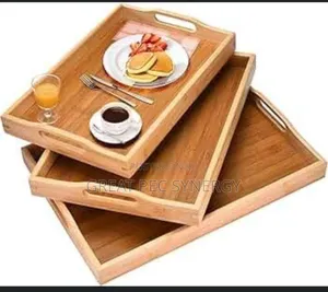 Wooden Handle Tray - 3 Pieces
