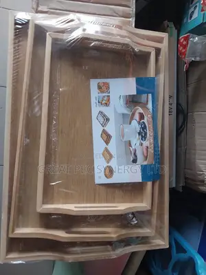 Wooden Handle Tray - 3 Pieces