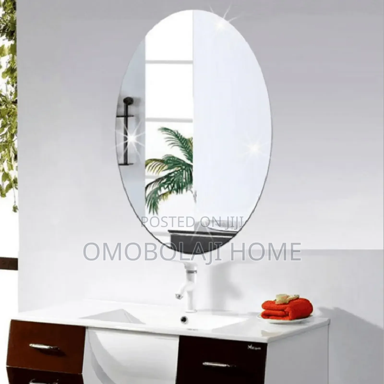 Oval Shape 3d Acrylic Mirror Self Adhesive Wall Sticker