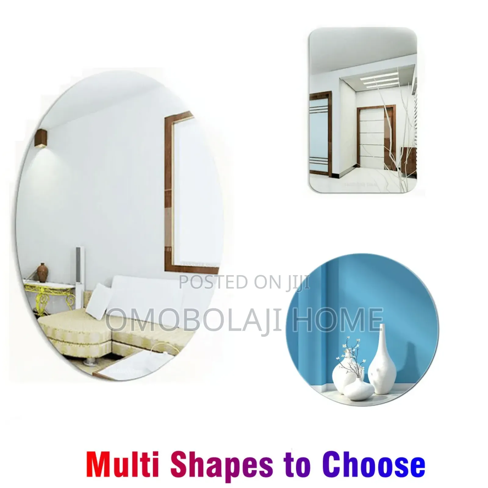 Oval Shape 3d Acrylic Mirror Self Adhesive Wall Sticker