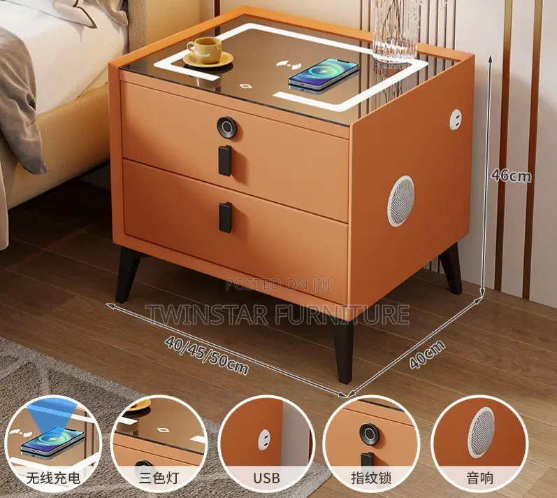 New Modern Bed Side Stools With Drawers Bluetooth Usb