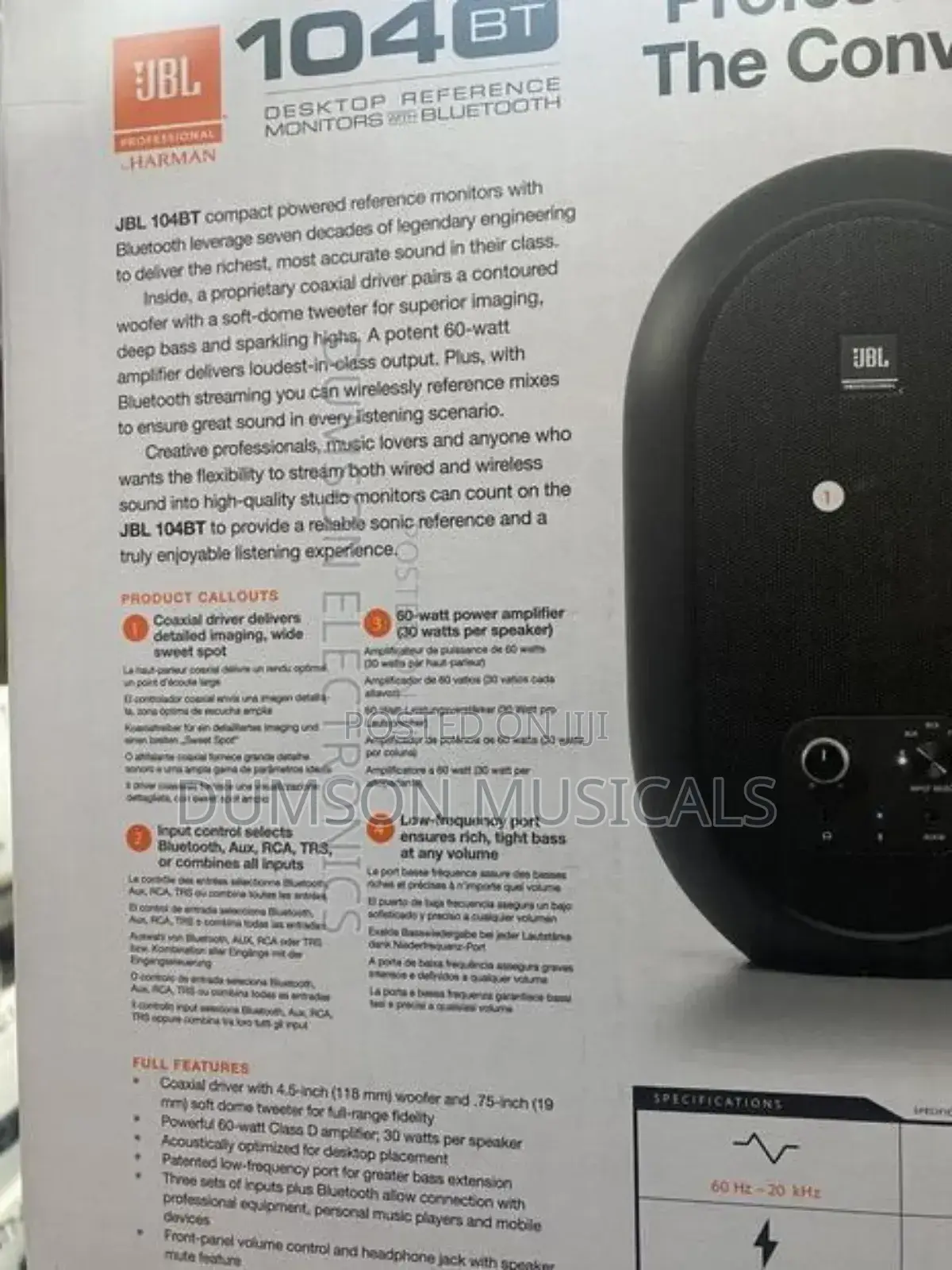 JBL Studio Monitor Desktop Reference Monitors With Bluetooth
