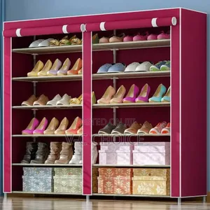 Stackable Shoe Stand Fabric Double Row 6 Layers Shoe Rack