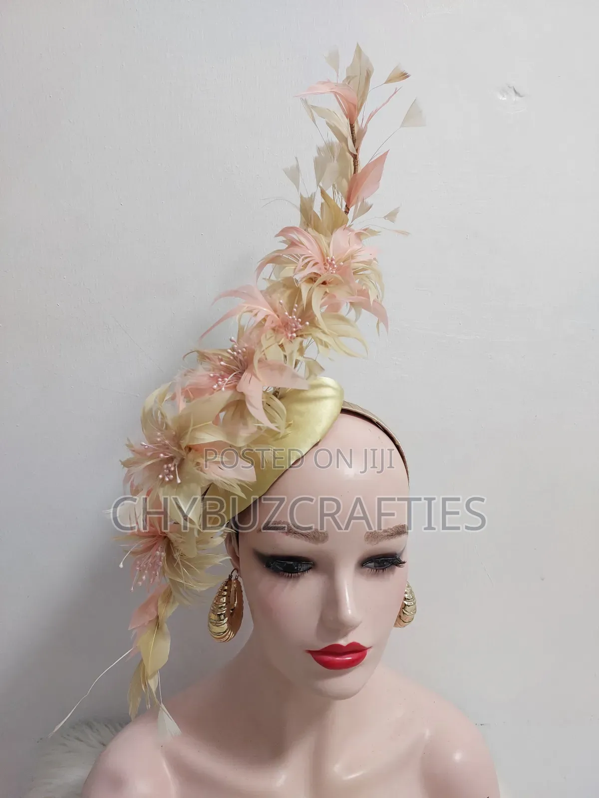 Goldpeachy Feather Facinator