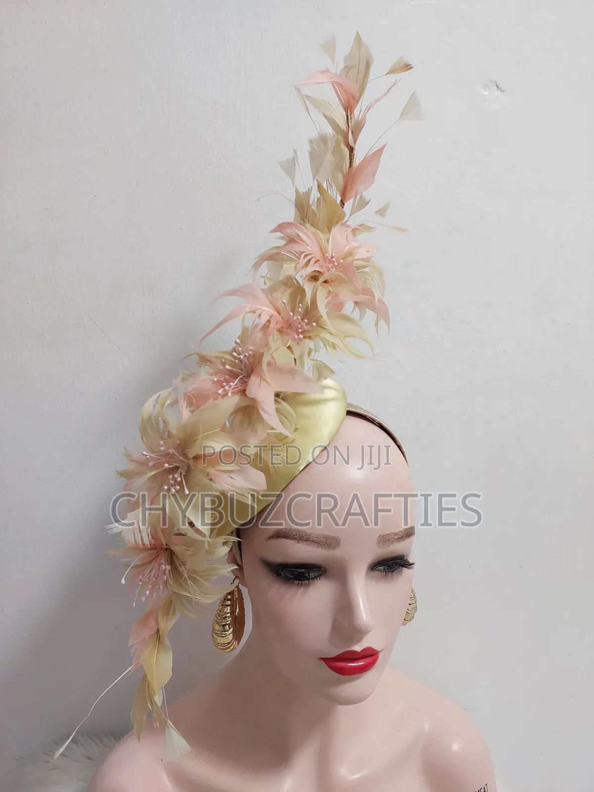 Goldpeachy Feather Facinator