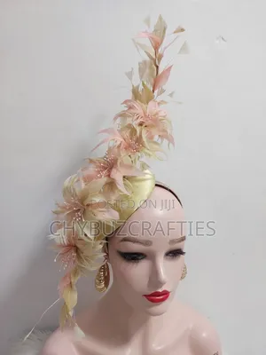 Goldpeachy Feather Facinator