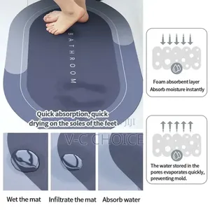 Absorbent Bath Mat Rubber Bathroom Rug Non-slip Entrance