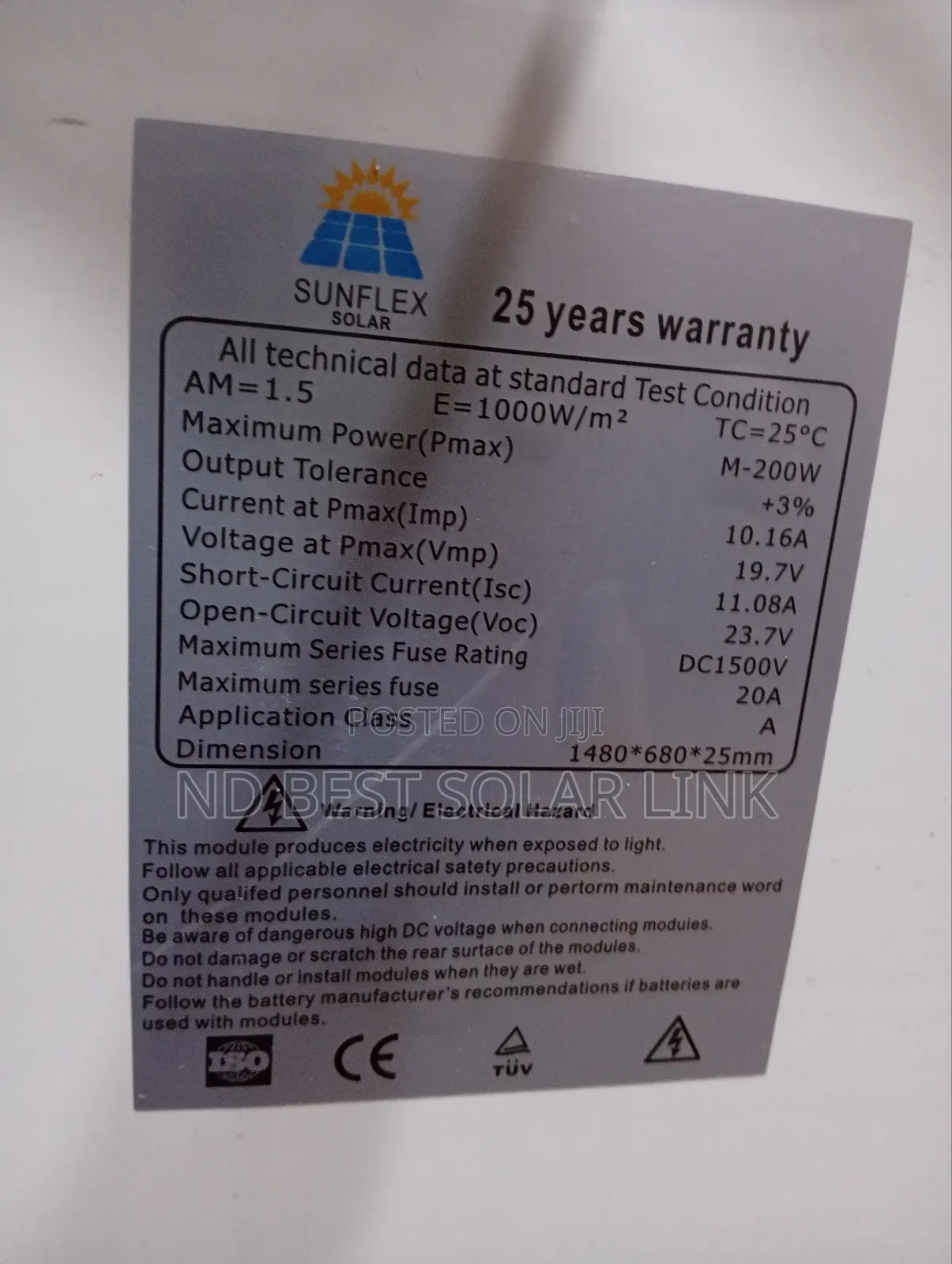 200w Sunflex Mono Solar Panel