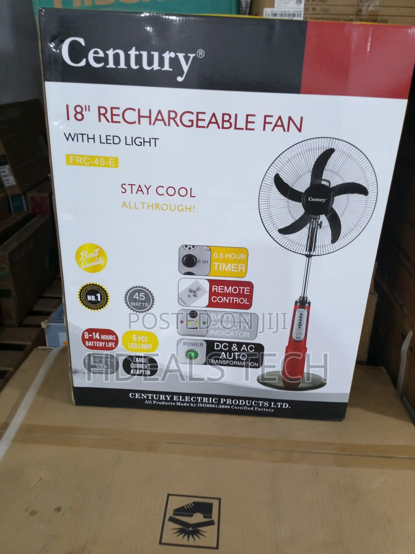 Led Light Fan Combo - Century 18" Rechargeable Model