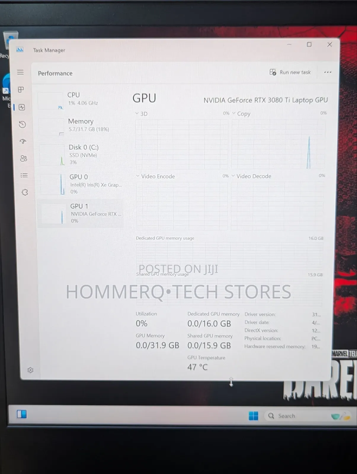 Laptop MSI Vector GP66HX 12UGS 32GB Intel Core I9 SSD 1T