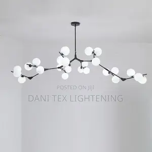 Nordic Black Gold Pendant Light Glass Led Chandelier Living