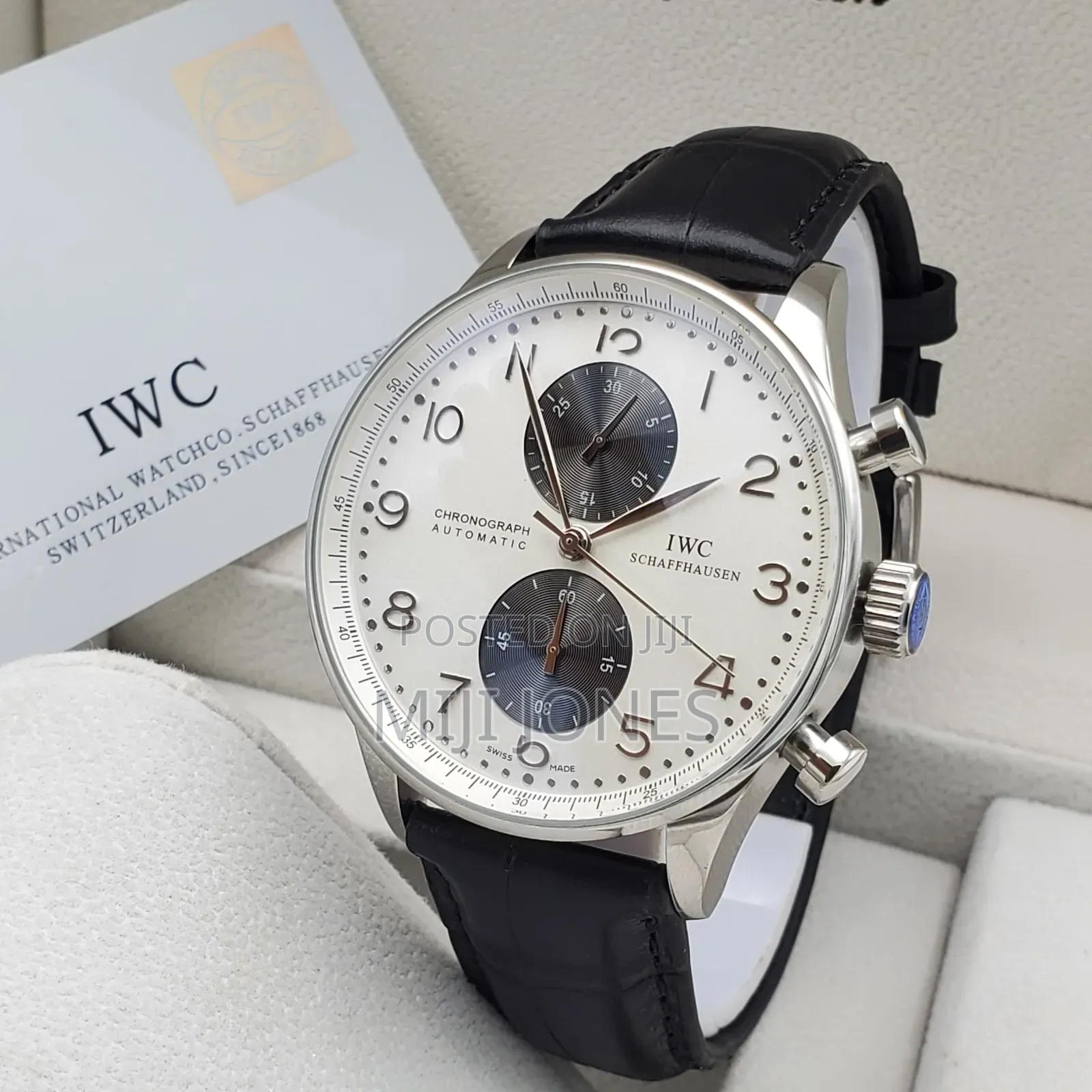 Iwc Inspired Chronograph Watch - Leather Strap"