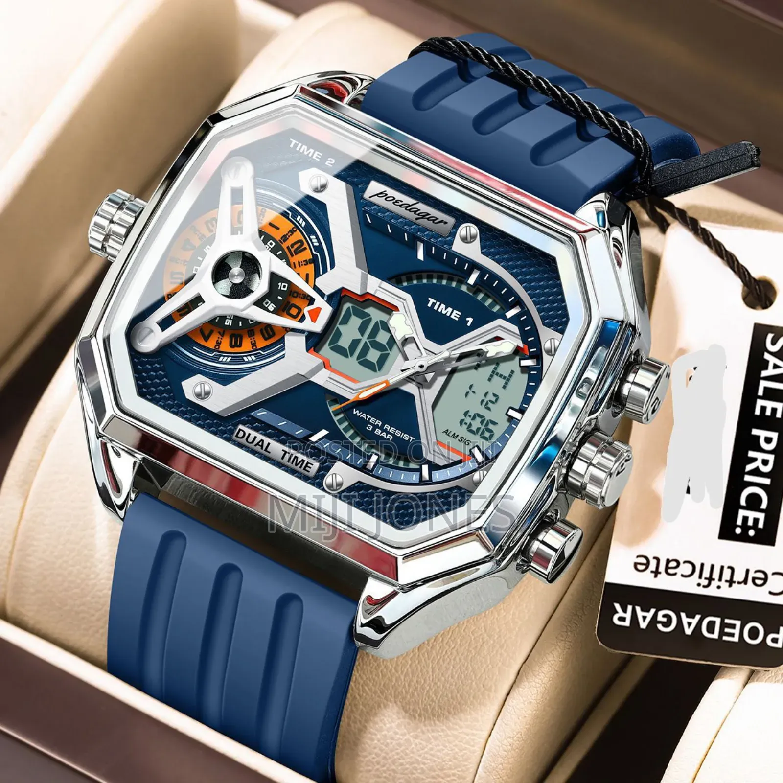 Poedagar Rubber Dual Time Sports Watch