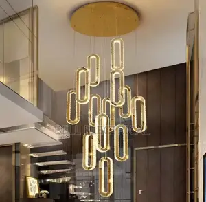 Luxury Crystal Led Pendant Lights Villa Stairs