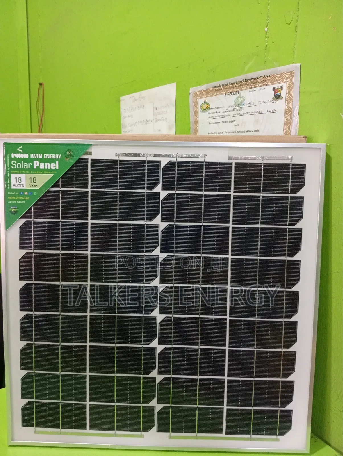 Iwin Energy 18v 18w Solar Panel For Fan