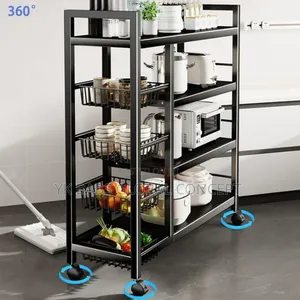 Kitchen Vegetables Basket Trolley Storage Rack 4 Layer