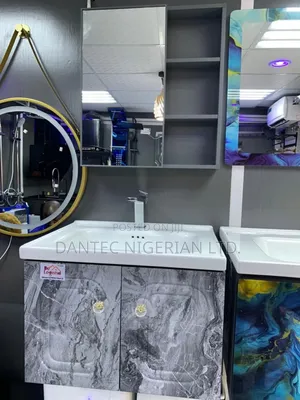 Grey Cabinet With Mirror