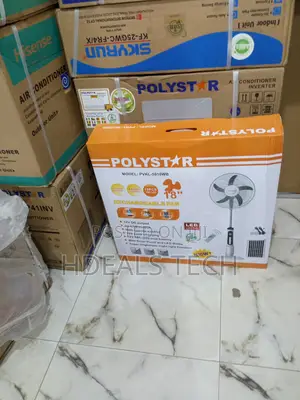 18-Inch Poystar Fan With Remote,Led Light Rechargeable