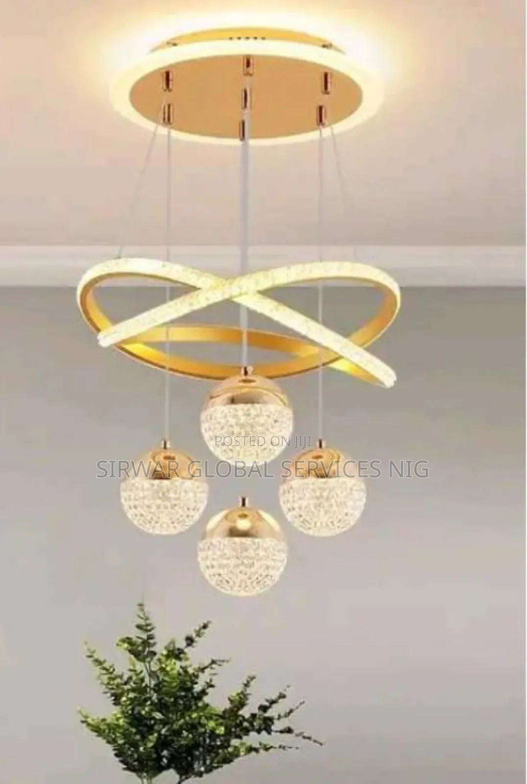 Dinning Room Drop Light 4+1 Gold and Black