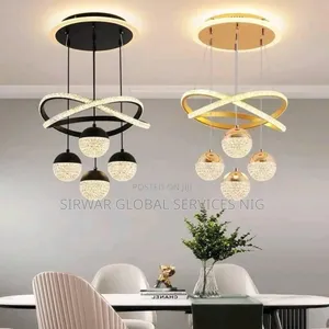 Dinning Room Drop Light 4+1 Gold and Black
