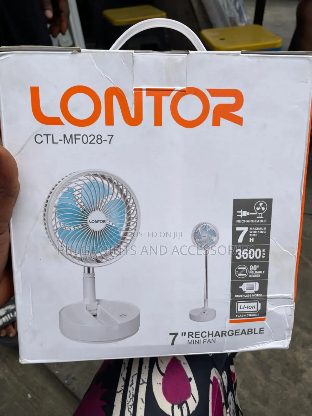 Lontor 7" Rechargeable Fan Extendable