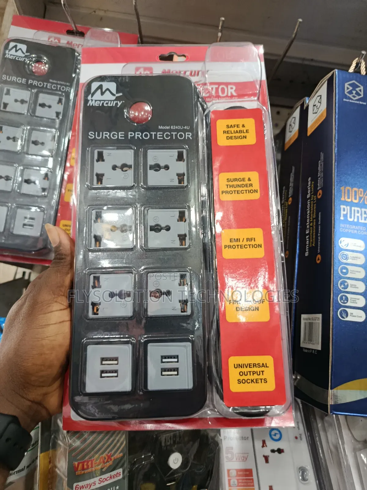 Mercury Surge Protector 6 Ways Extension Model: 6240u-4u