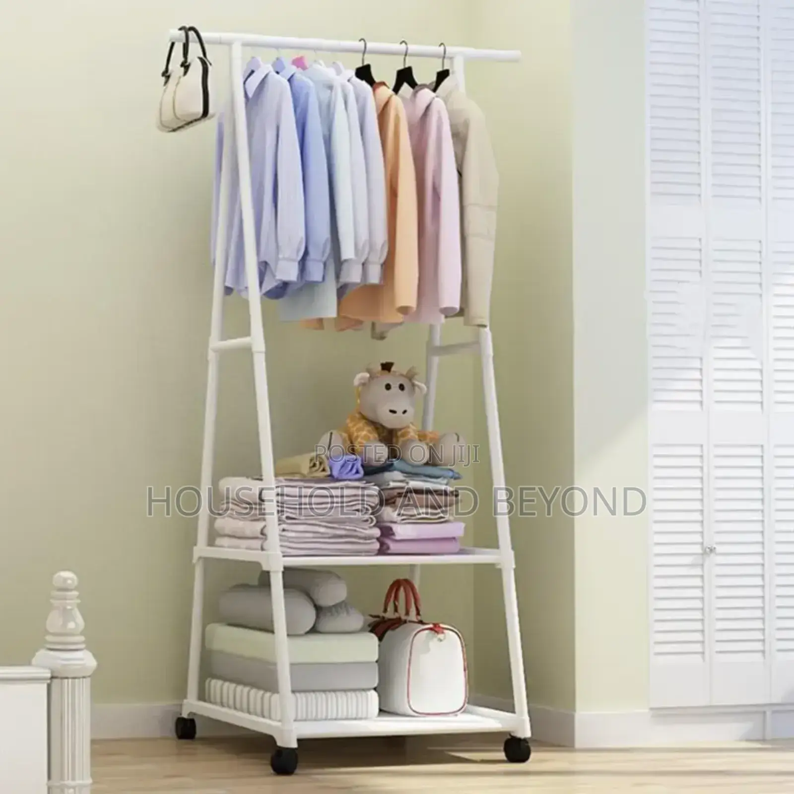 Triangle Cloth Coat Rack With 2 Layer Shoe Rack