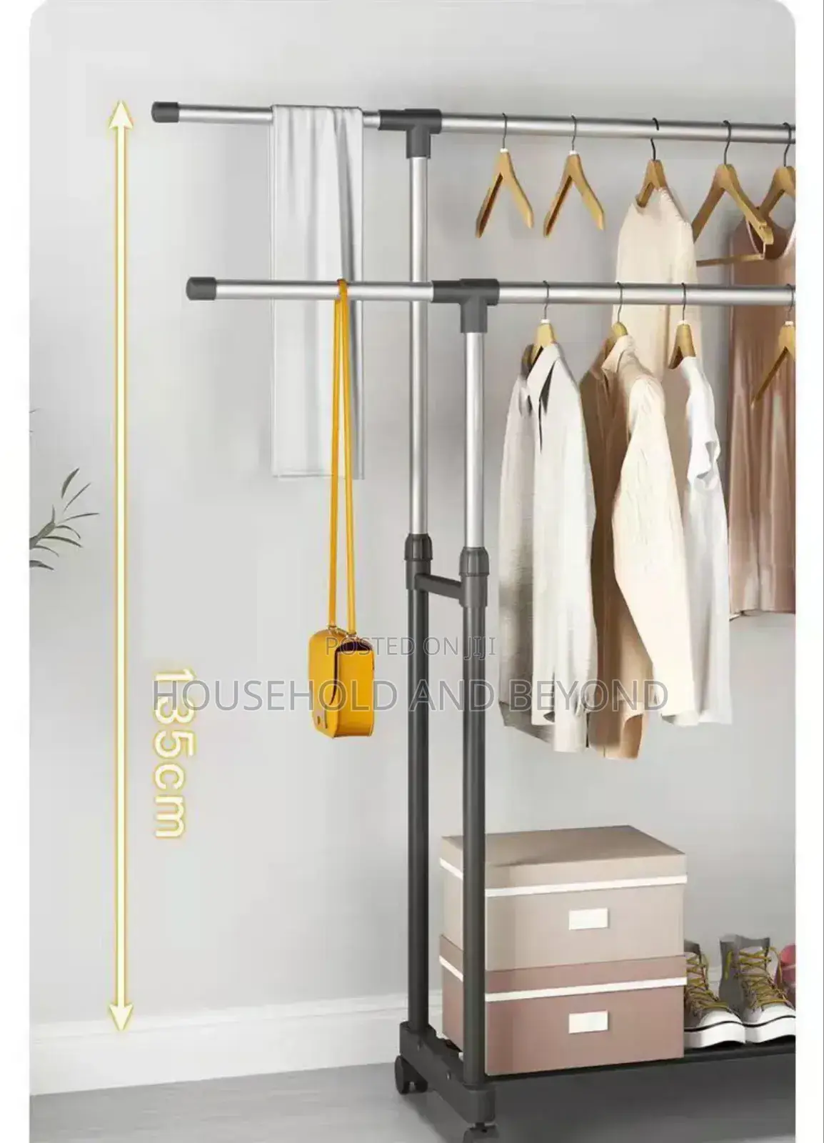 Extendable Double Pole Cloth Rack With Shoe Rack Big Size