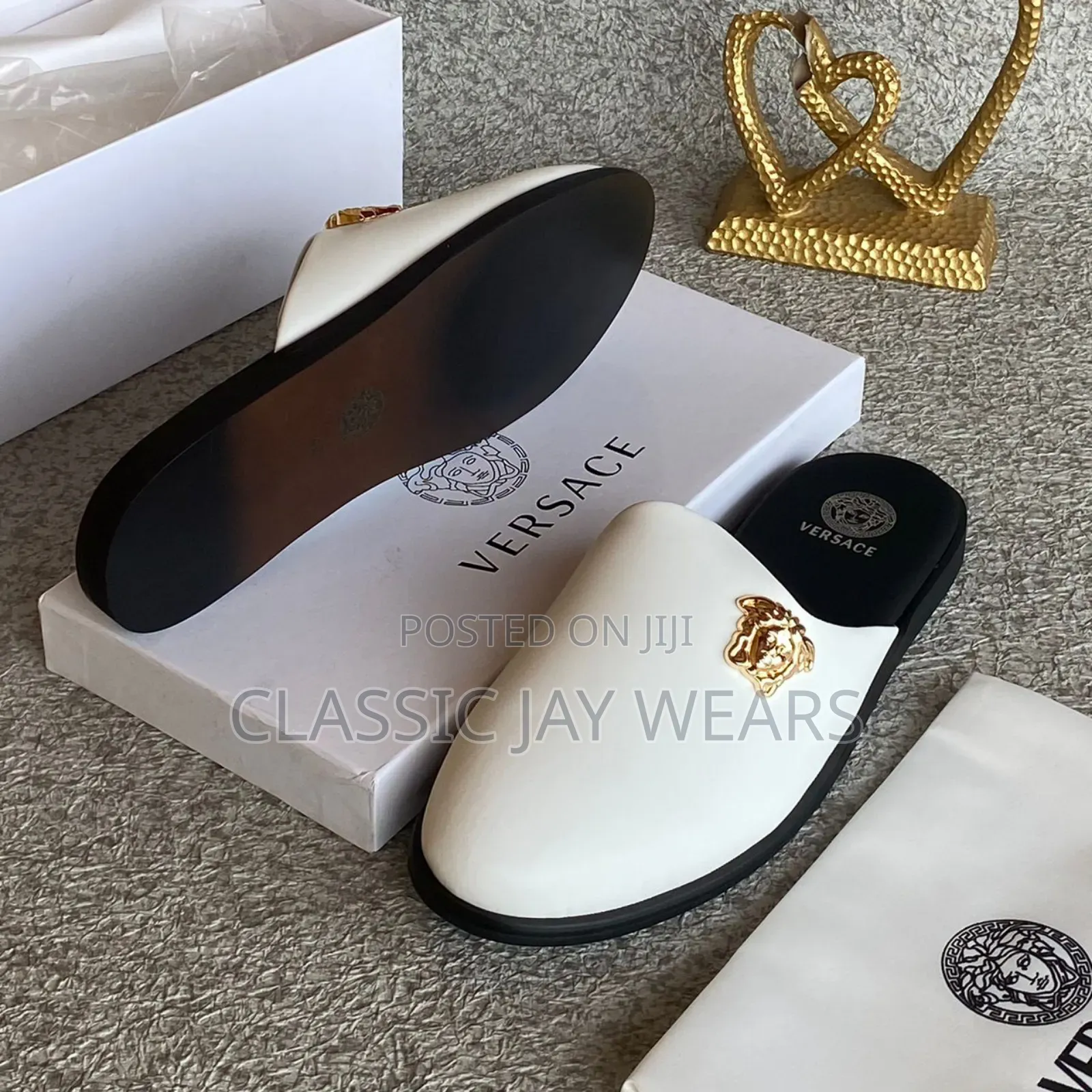 All White Flat Half Shoe Available