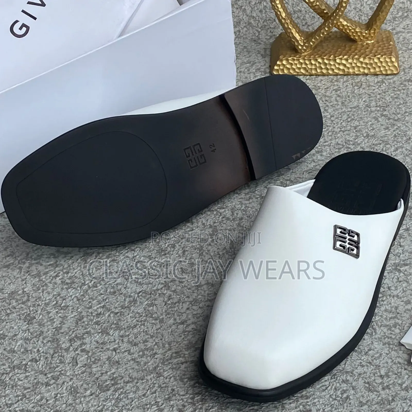 All White Flat Half Shoe Available