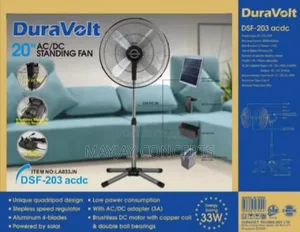 Photo - 20" Duravolt Ac/Dc Solar And Electricity Standing Fan