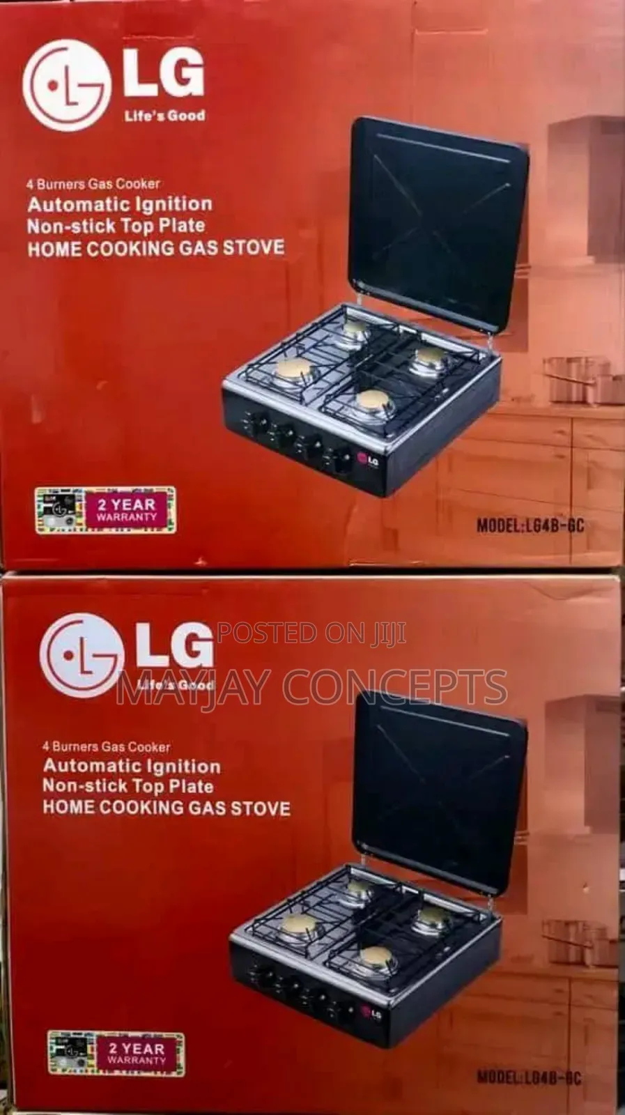Lg 4-Burner Table Gas Cooker-Automatic Ignition,Non-Stick