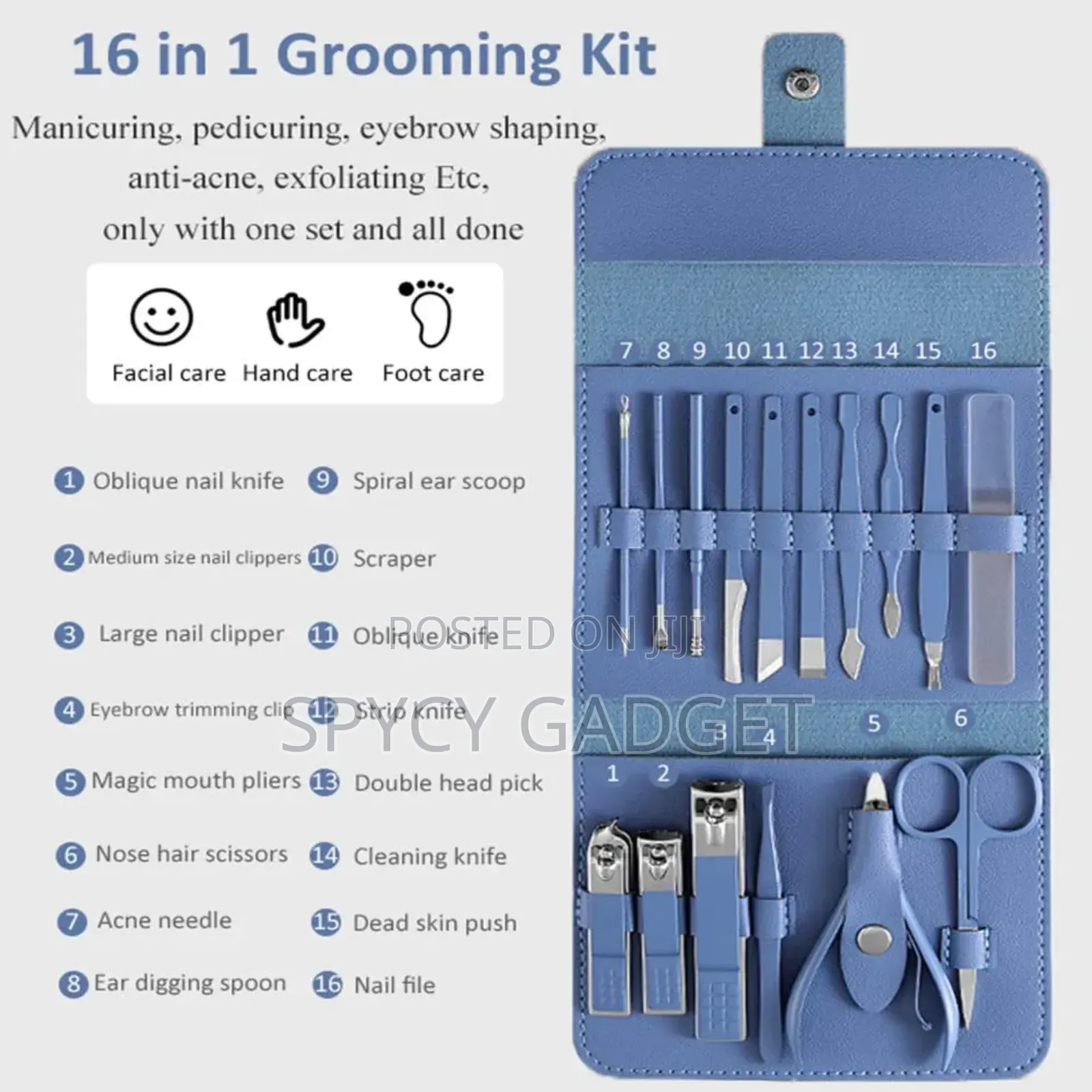 16 in 1 Manicure Pedicure Tool Set With Purse