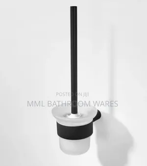 Wall Mounted Black Toilet Brush With Frosted Glass