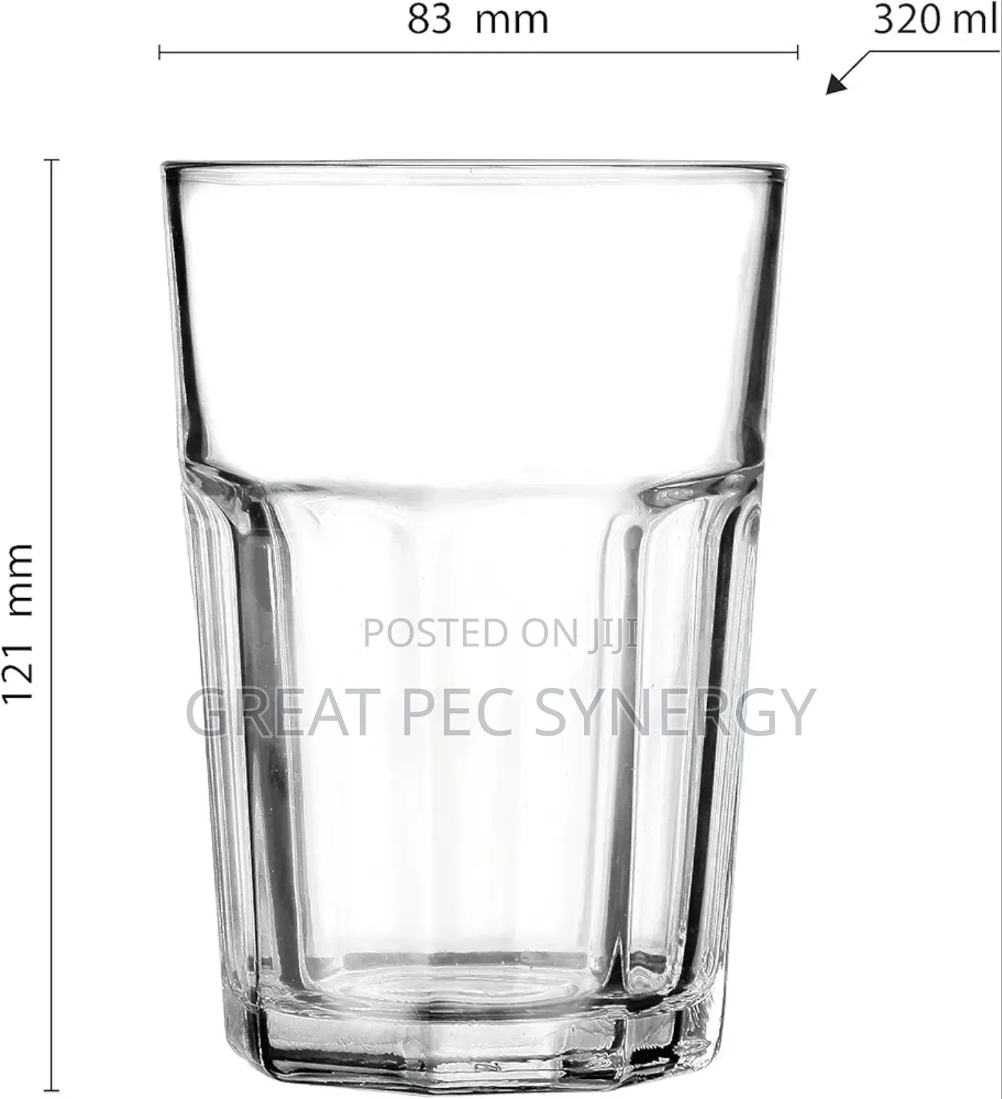 36cl Glass Cup - 6 Pieces