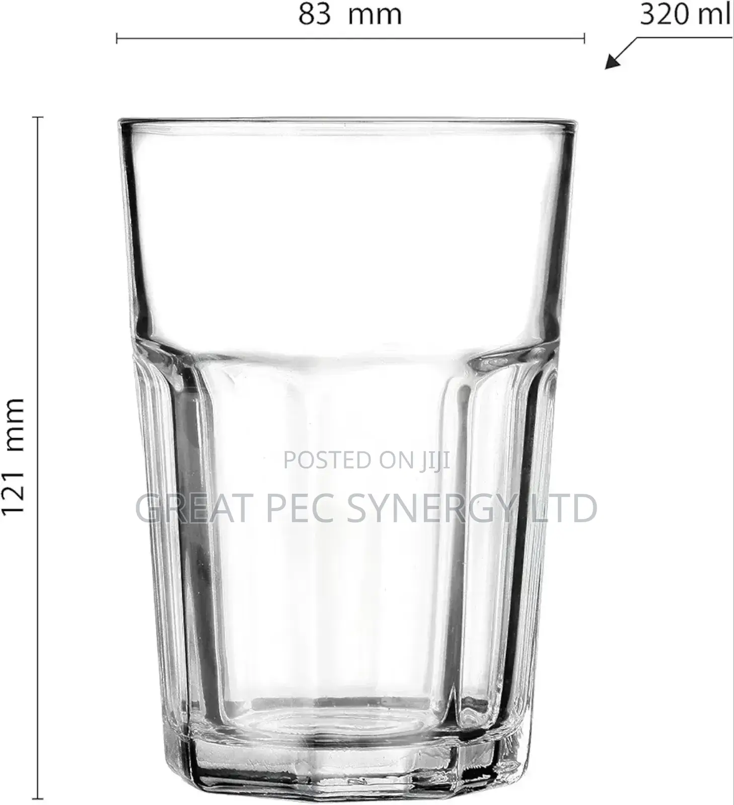 36cl Glass Cup - 6 Pieces
