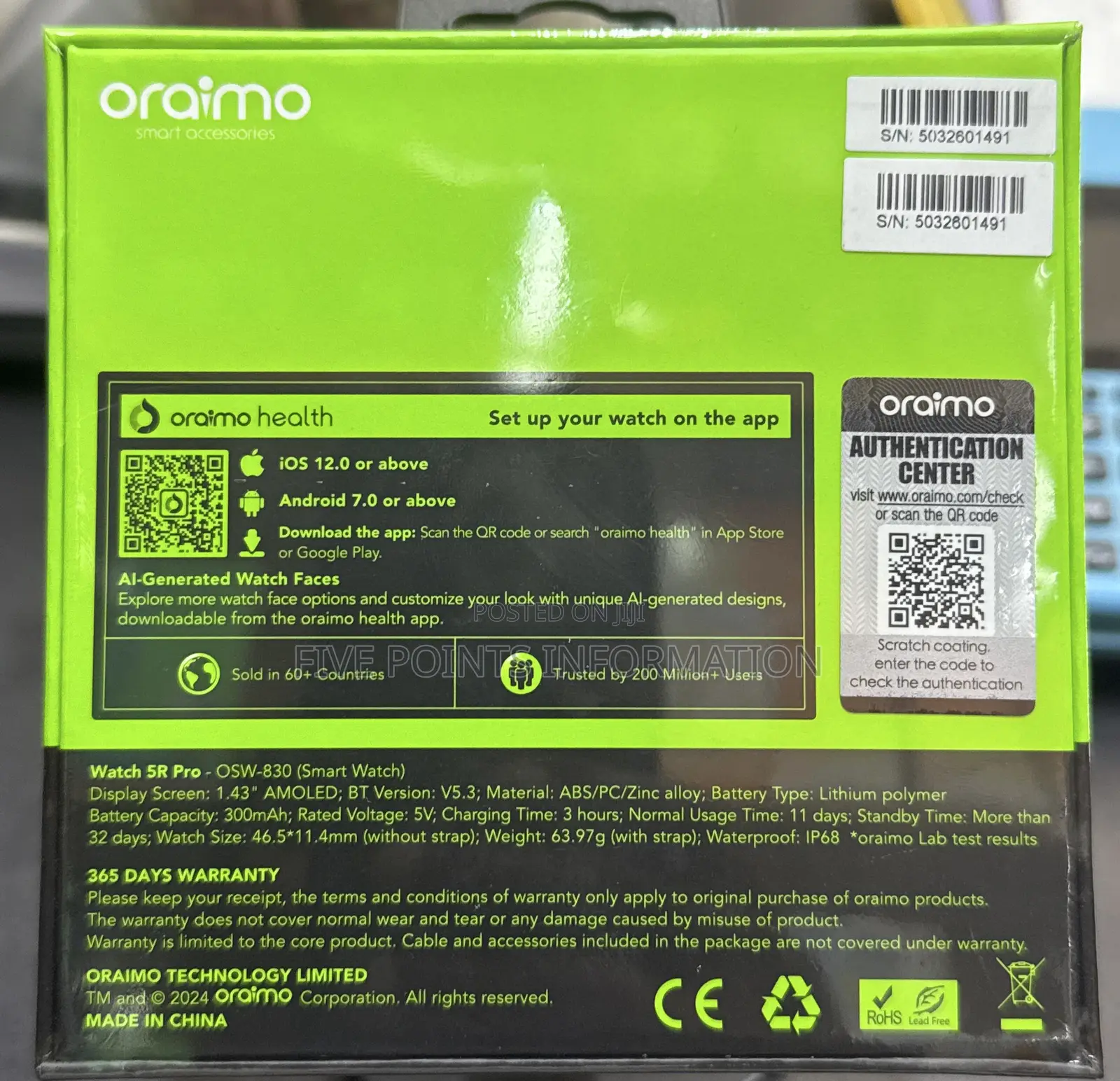 Oraimo Smart Watch 5r Pro