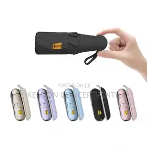 Portable Uv Mini Five Folding Umbrellas With Case Moq: 50pcs