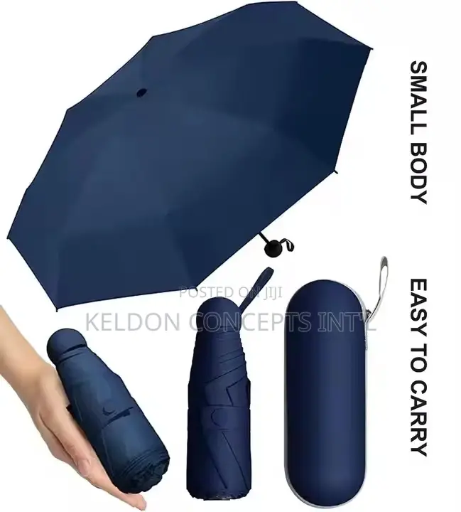 Portable Uv Mini Five Folding Umbrellas With Case Moq: 50pcs