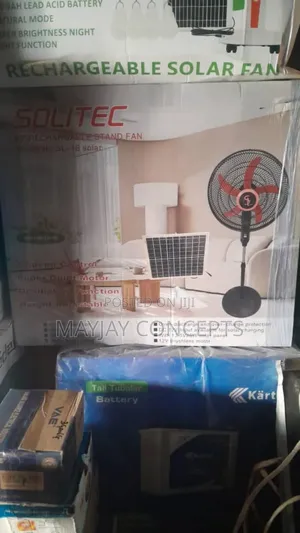 18" Solitec Rechargeable Ac/Dc Solar Fan+Panel+Bulb