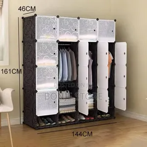 4 Columns Plastic Wardrobe - Adjustable Easy to Install