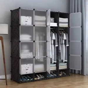 4 Columns Plastic Wardrobe - Adjustable Easy to Install