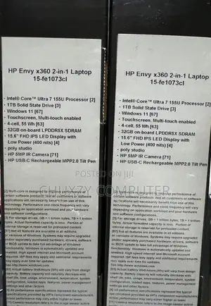 New Laptop HP Envy X360 15-Cp0013nr 36GB Intel Core Ultra 7 SSD 1T
