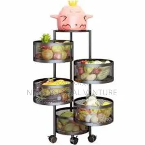 Round Fruit and Vegetable Rotatable Rack Basket - 5 Layer