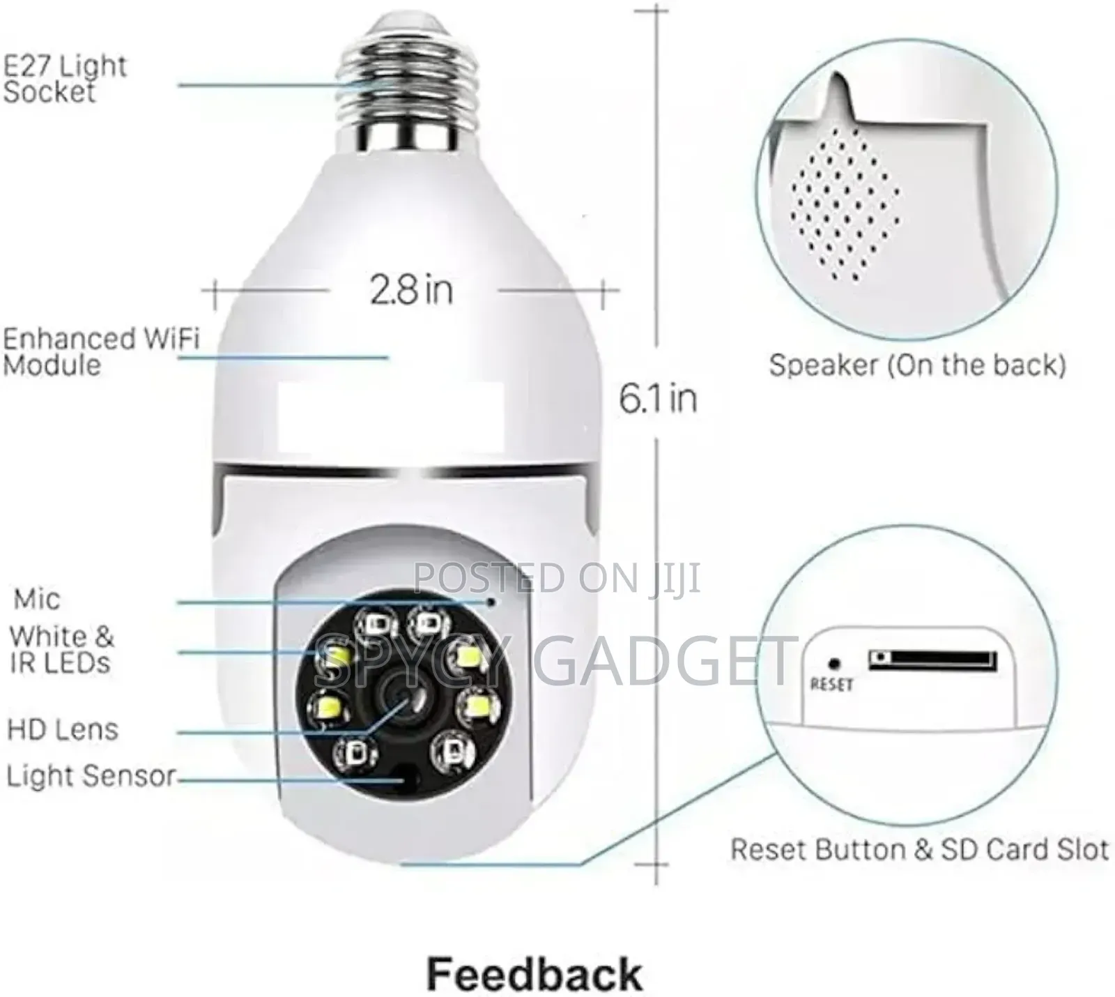 Wifi PTZ Wireless Bulb Camera