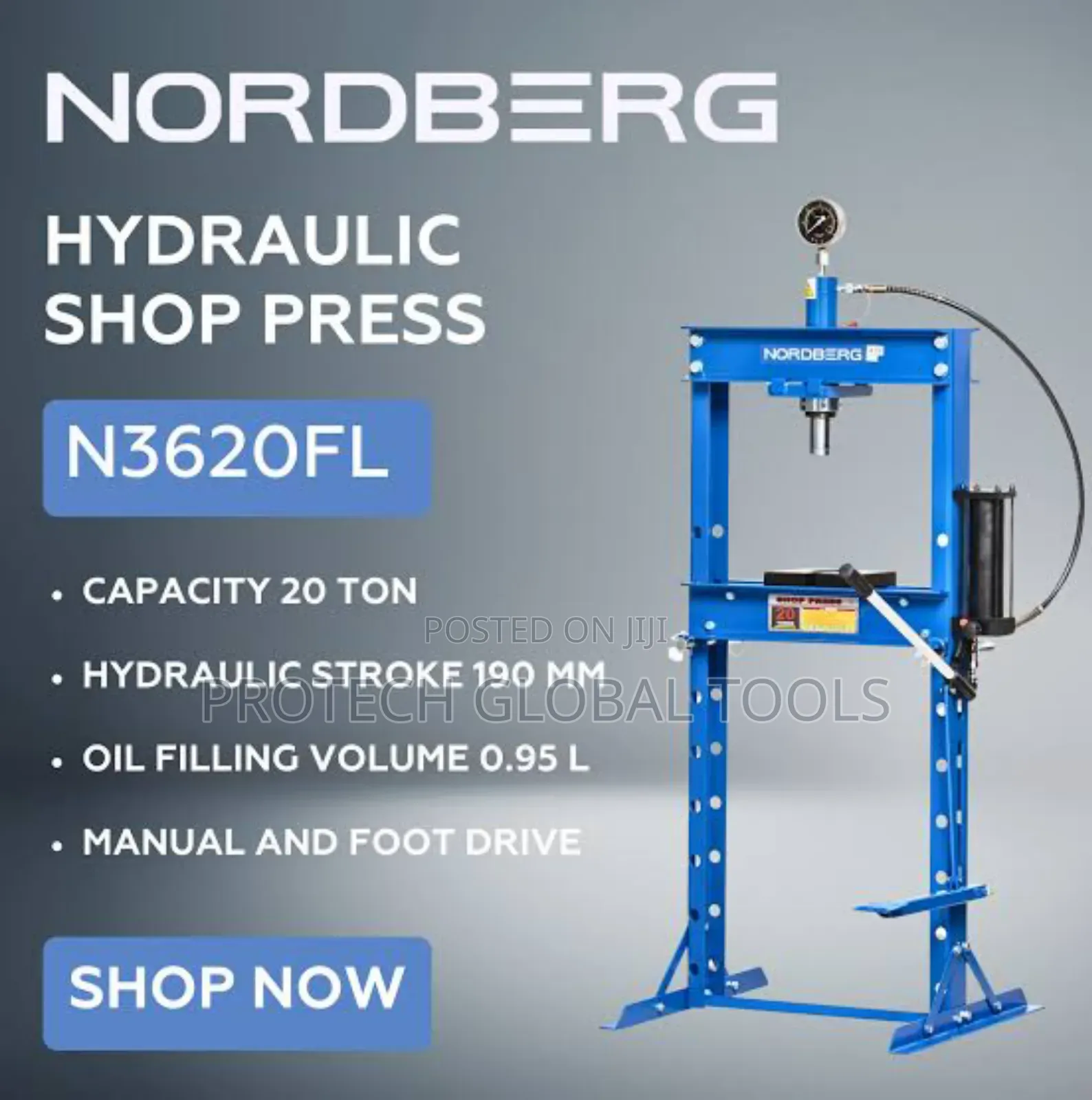 20tons Hydraulic Shop Press With Foot Pedal